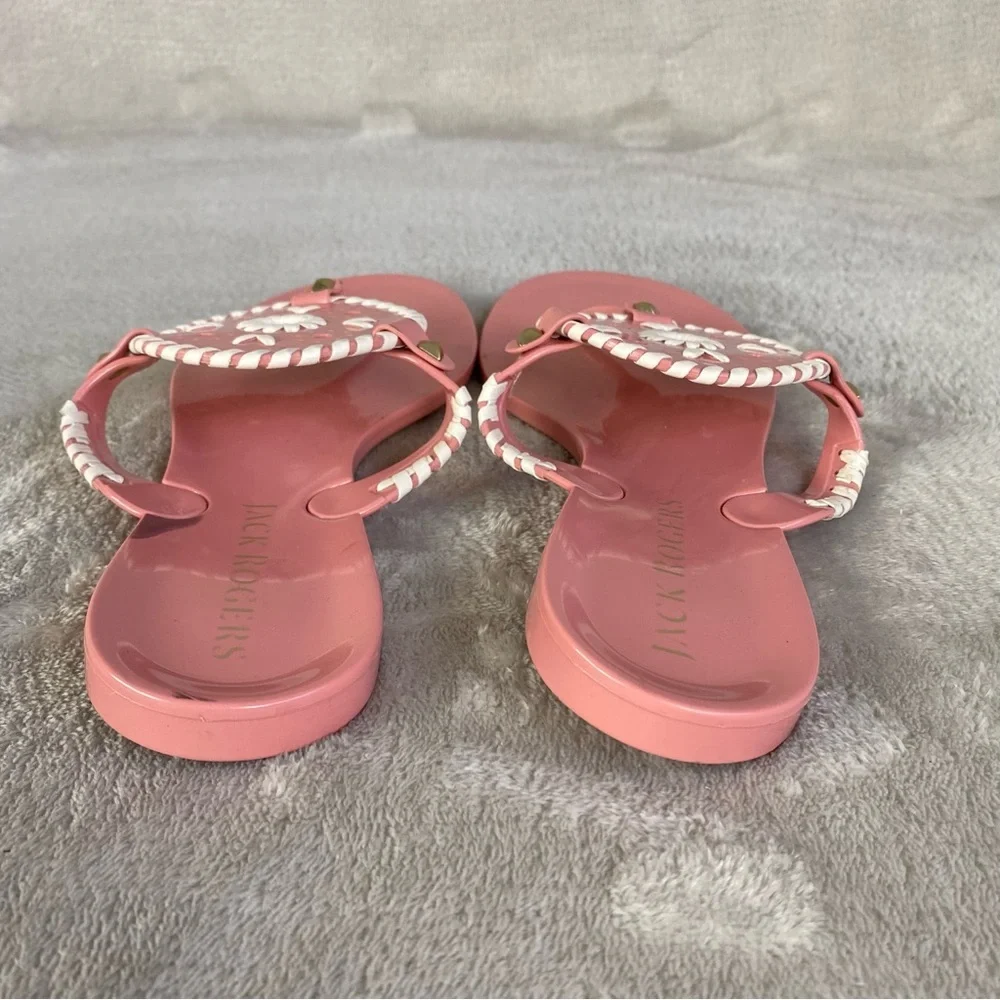 Jack Rogers Georgica Womens Flip Flop Sandals Size 9 Rose Pink White Jelly